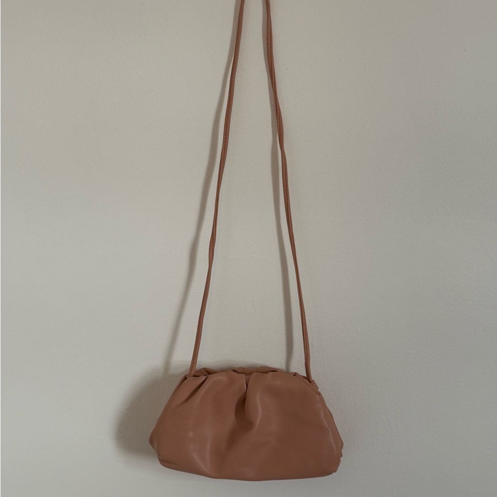 Pink/neutral clutch bag with removable strap